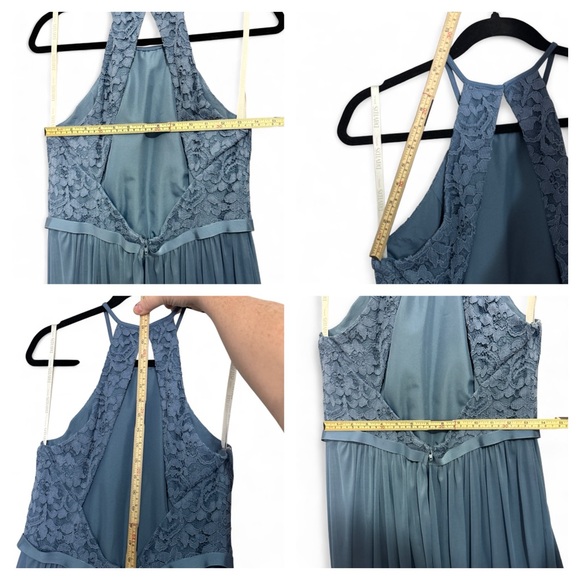 Elegant Blue Lace Halter Dress - Picture 3 of 15